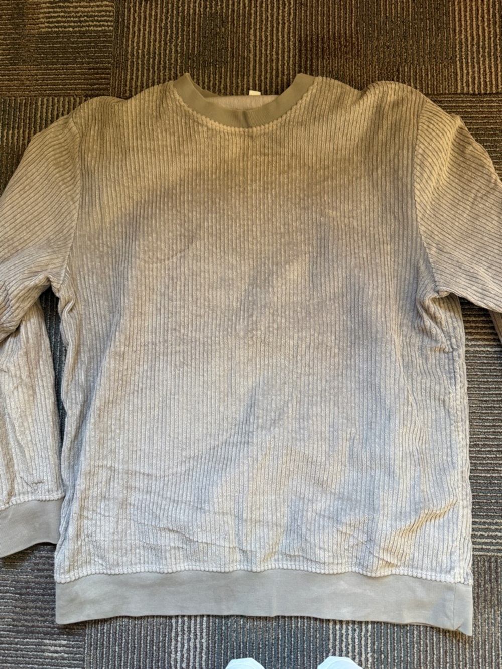 COS Men's Ribbed Crewneck Sweater in Light Taupe